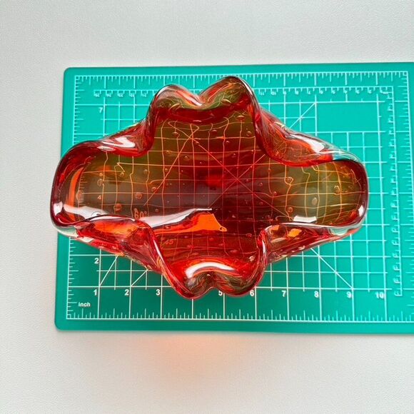 Vintage Mid Century Orange Glass Bowl trinket Dish - Picture 4 of 11